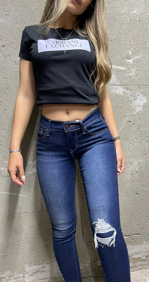 Armani Exchange Tshirt For women - ארמני אקסצ'יינג בטישרט יוקרתית לנשים שחור